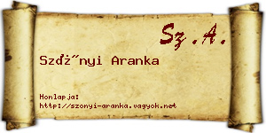 Szőnyi Aranka névjegykártya
